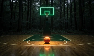 Basketball-Korb in einer Waldlichtung f&uuml;r Basketball Sportwetten