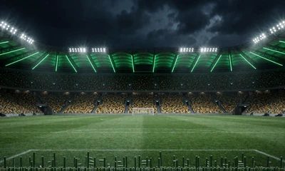 Fu&szlig;ballstadion bei Nacht mit Flutlichtern f&uuml;r Bundesliga Sportwetten
